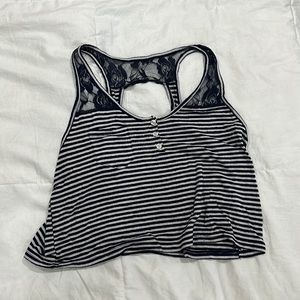 Stripped Lace Crop Top